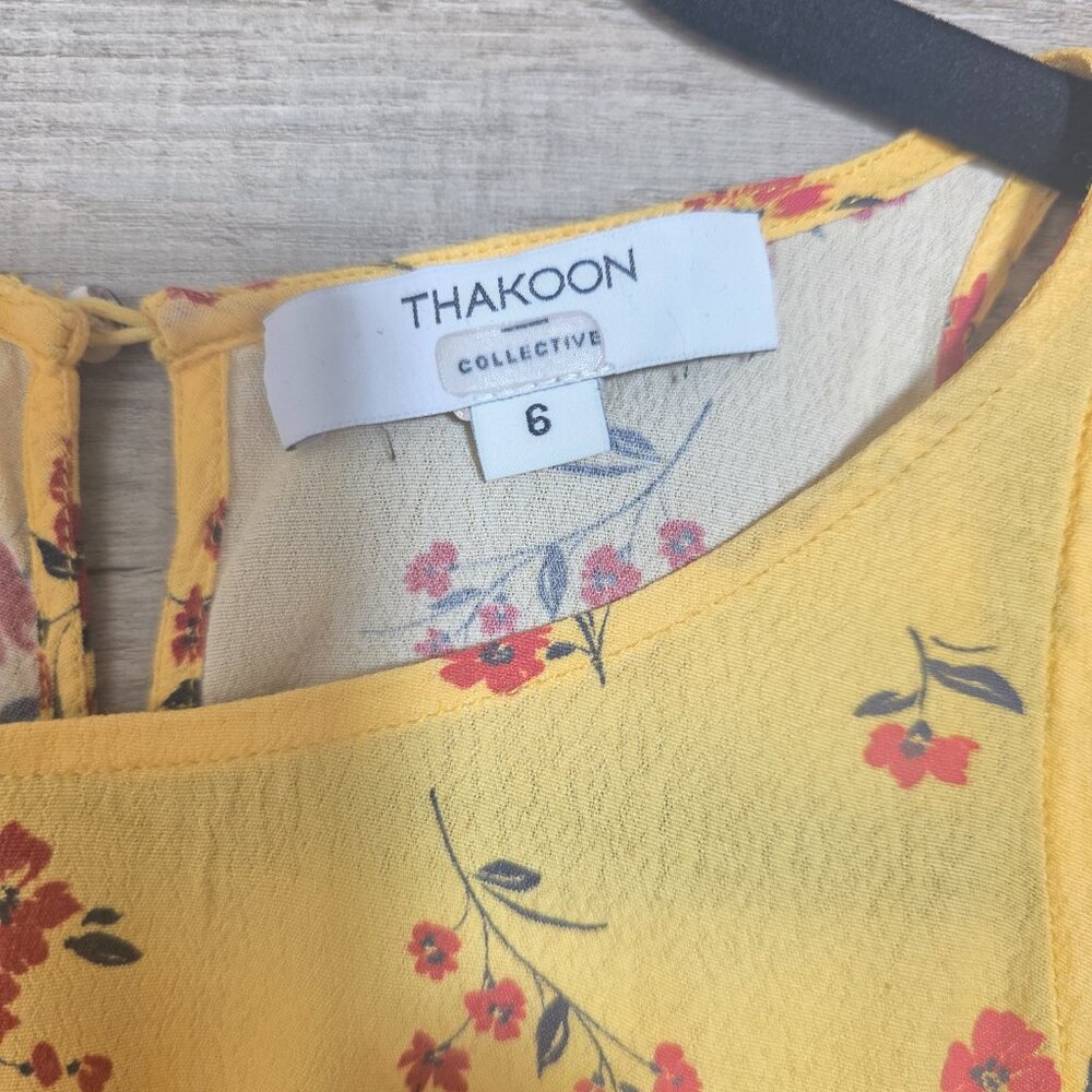 THAKOON Yellow Floral Sleeveless Back Button Closure Wide Leg Jumpsuit Size 6 - Picture 10 of 10